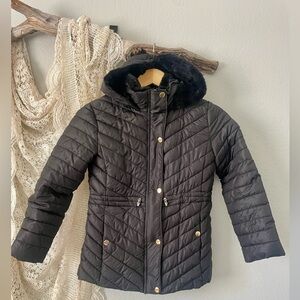 KIDS | CI SONO | Girls Black Puffer Jacket with Faux Fur Hood size L/12